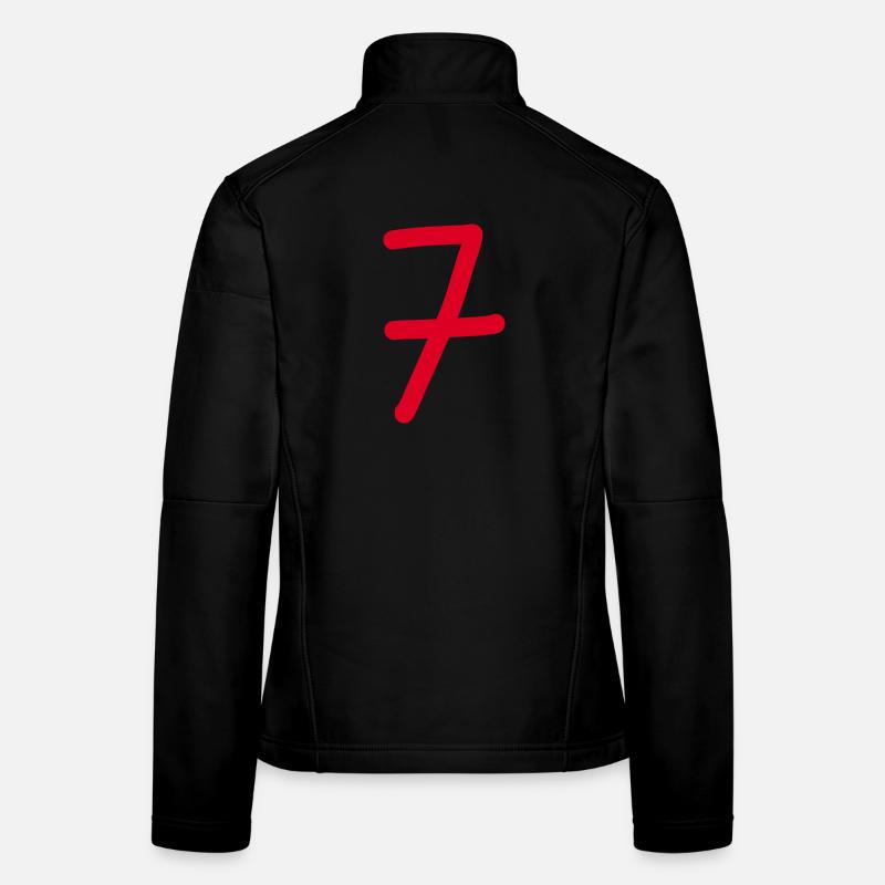 7 Nummer sieben Zahl rot Geburtstag - Frauen Softshelljacke - Schwarz