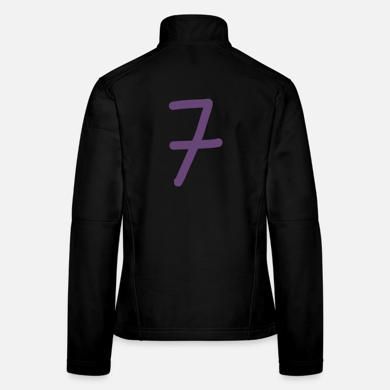 7 Nummer sieben Zahl violett Geburtstag - Frauen Softshelljacke - Schwarz