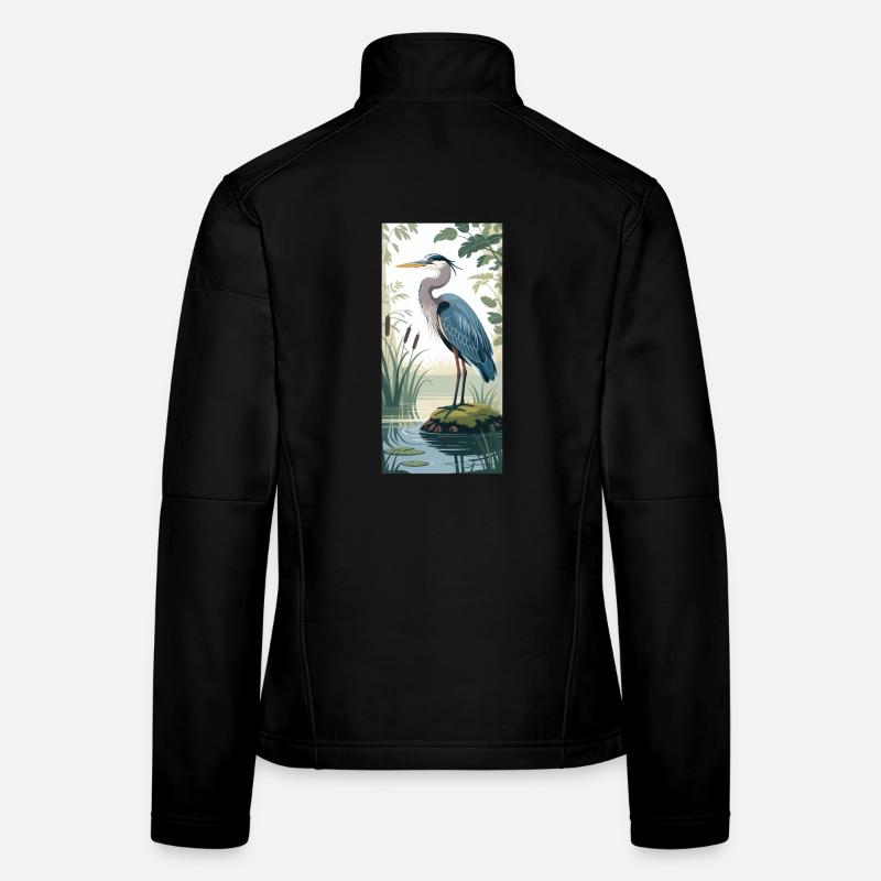 Junger Graureiher im Naturdesign Frauen Softshelljacke