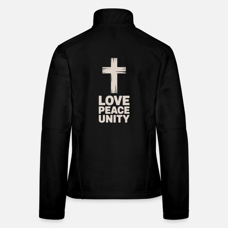 Amour Paix Unité Croix Chrétienne Veste en tissu softshell Femme