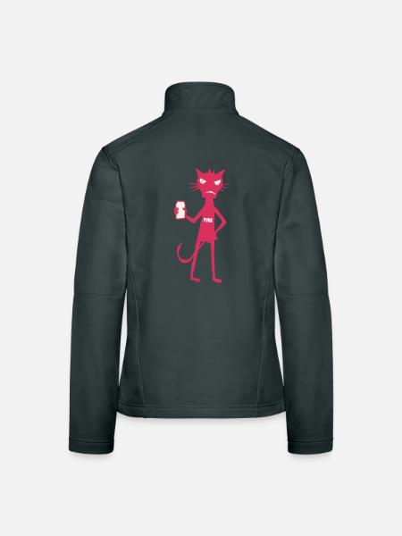 Kleine Monster: Punk-Katzen-Neon-Attitüde - Frauen Softshelljacke - Schwarz - Hinten