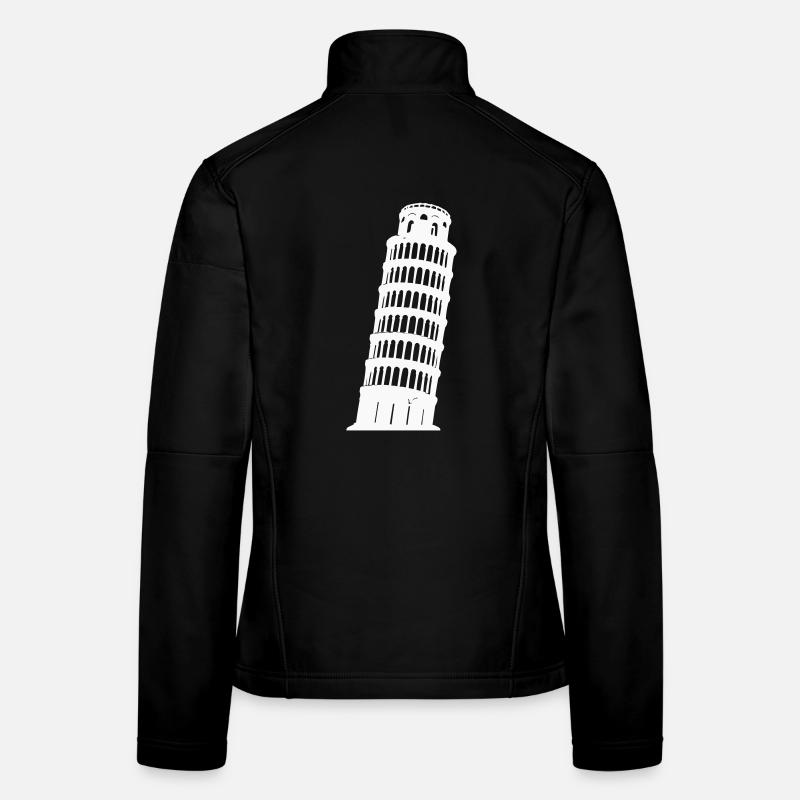 Pisa Tower Silhouette Monochrome Women's Softshell Jacket