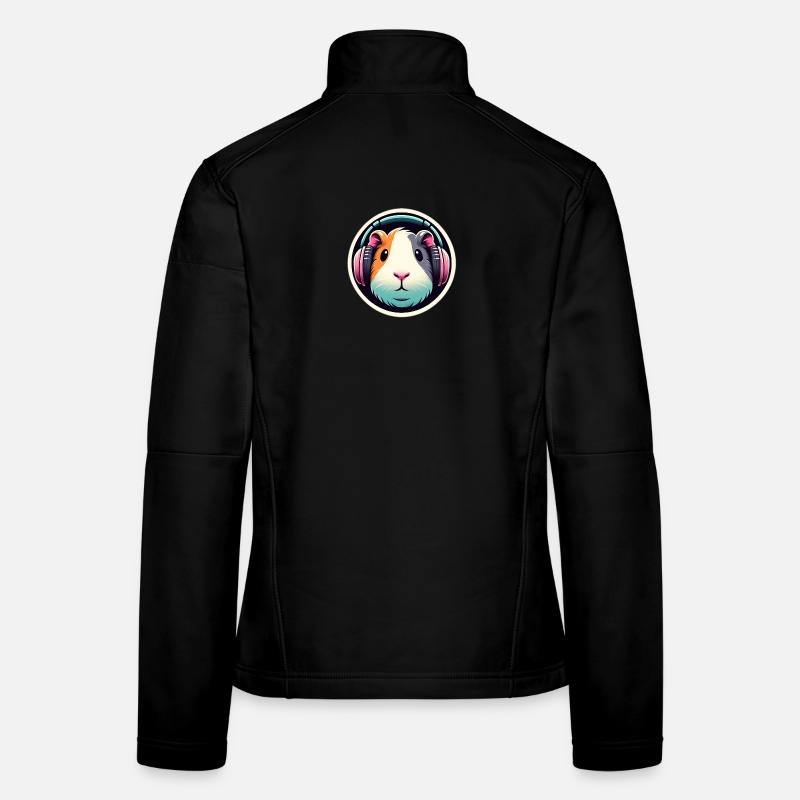 Cochon d’Inde avec des écouteurs en pastel Veste en tissu softshell Femme