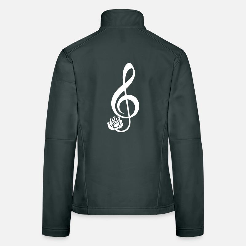 Clé de sol blanche en fleur Veste en tissu softshell Femme