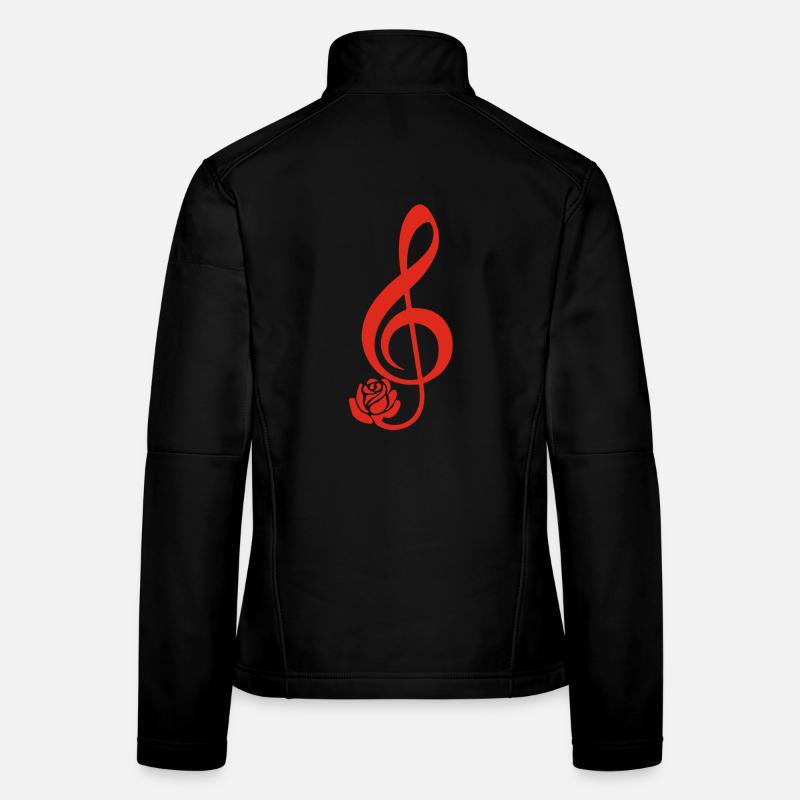 Clé de sol rouge en fleur - Veste en tissu softshell Femme - noir