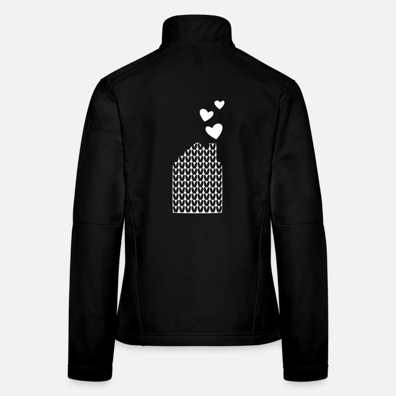 House Knitting Pattern Vector Hearts Love Winter Ski Women's Softshell Jacket