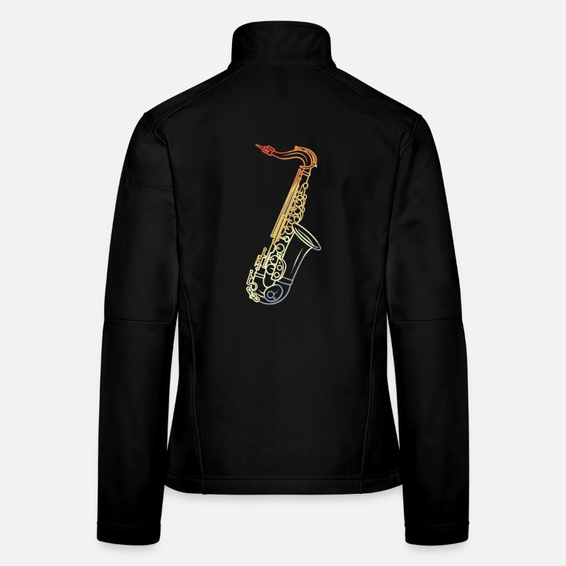 Saxophone Line Art Rétro Veste en tissu softshell Femme