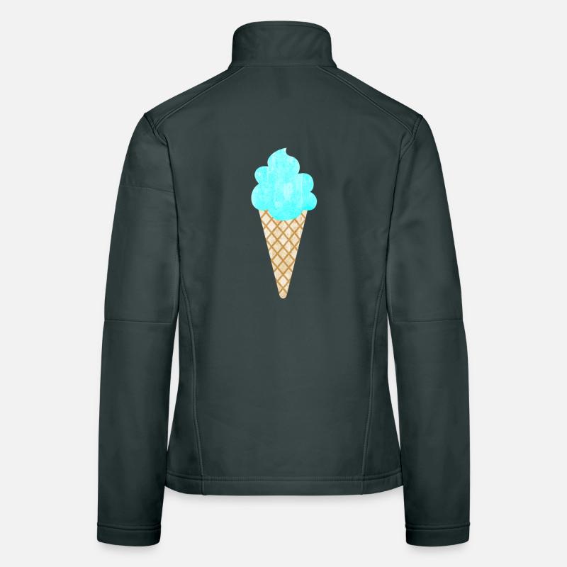 Eis Eiscreme Waffel blau cool Sommer Eisdiele Fan Frauen Softshelljacke