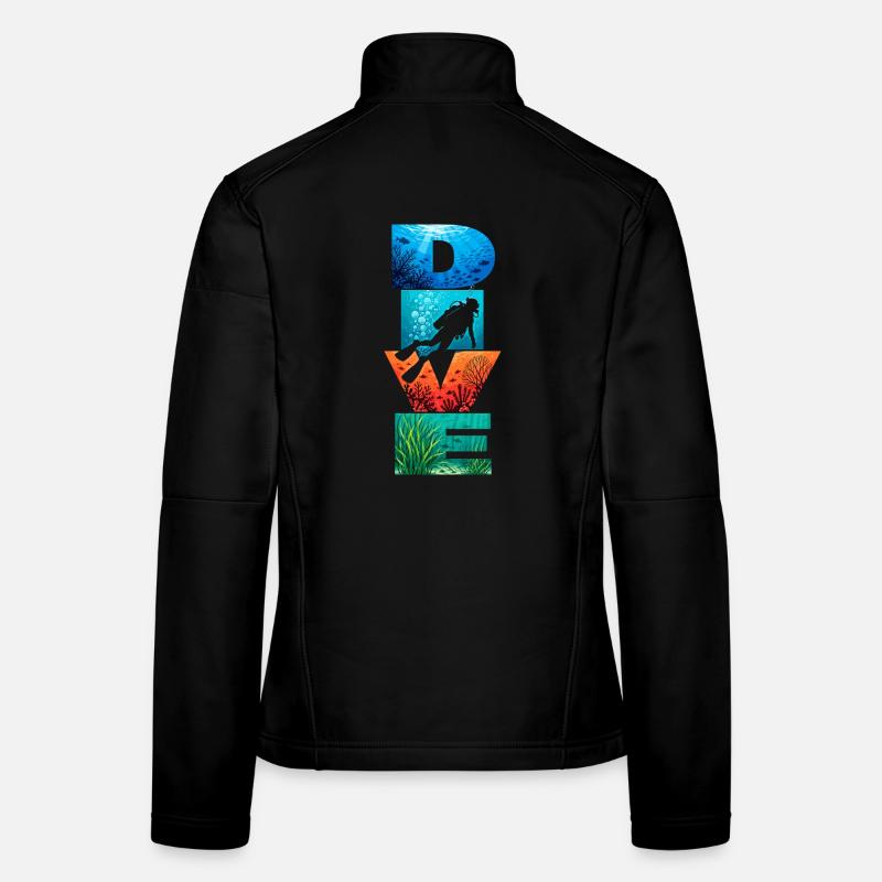 Dive Unterwasserbuchstaben Kunst Frauen Softshelljacke