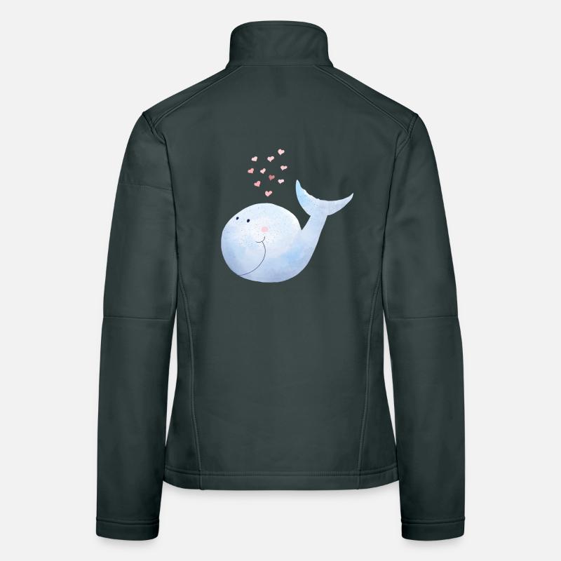 Wal versprüht Herzen I Blauwal Comic Frauen Softshelljacke