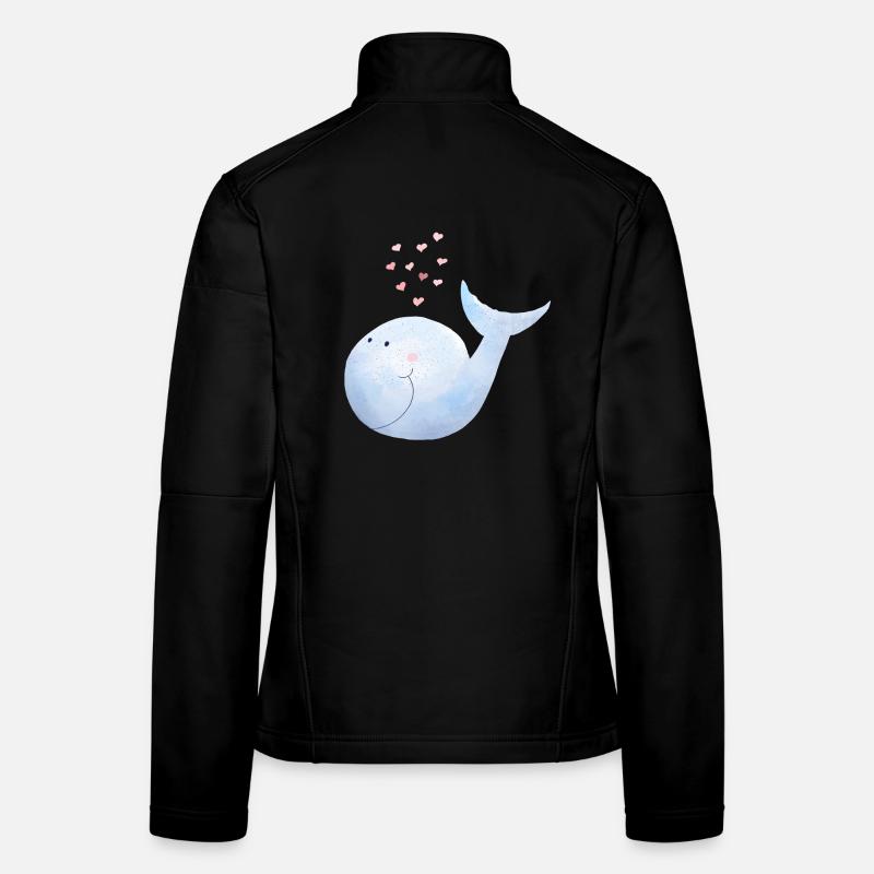 Wal versprüht Herzen I Blauwal Comic - Frauen Softshelljacke - Schwarz