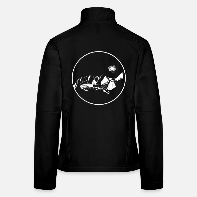 Kreisstempel Berglandschaft Mondschein - Frauen Softshelljacke - Schwarz