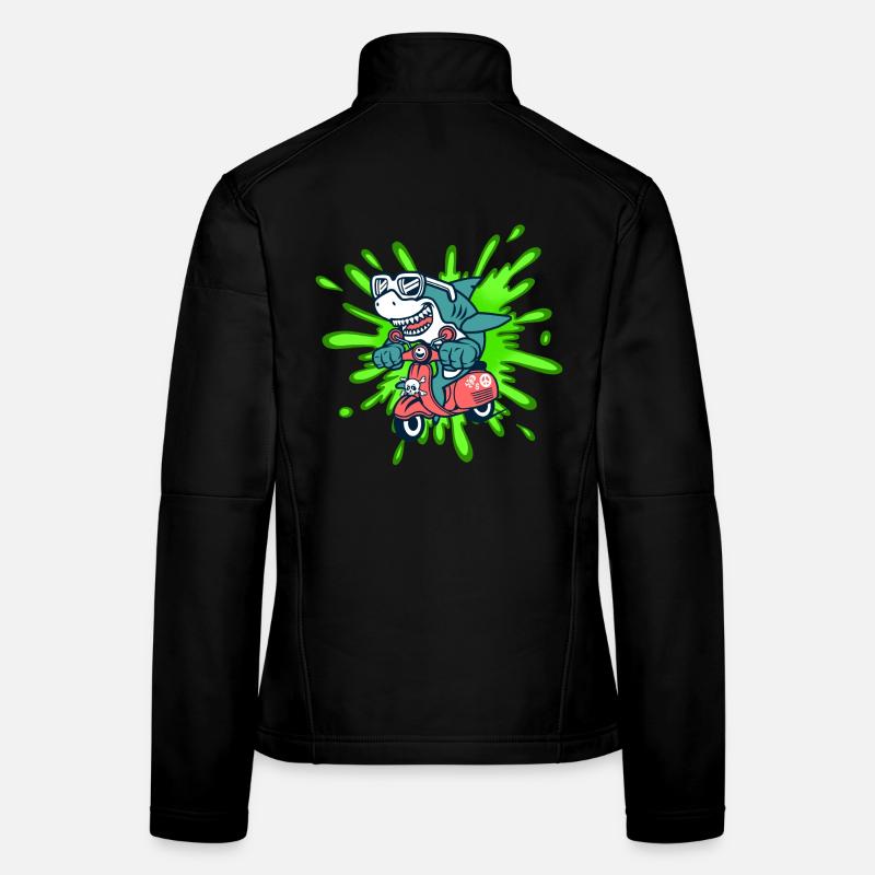 Hai lustig Mofa Moped Roller Comic Frauen Softshelljacke