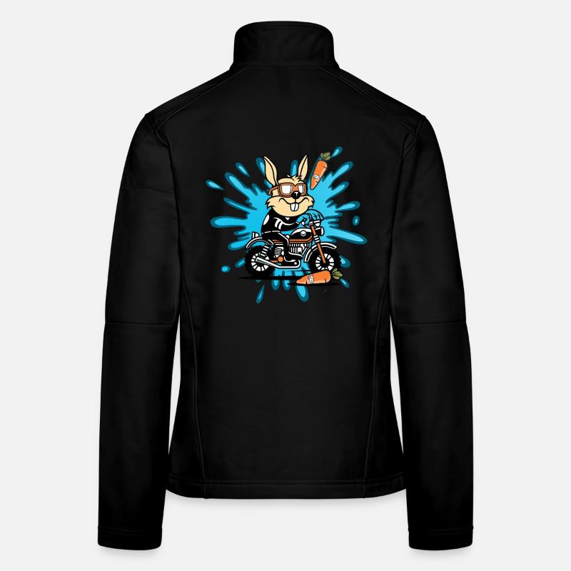 Bunny rabbit motorcycle gift Women's Softshell Jacket