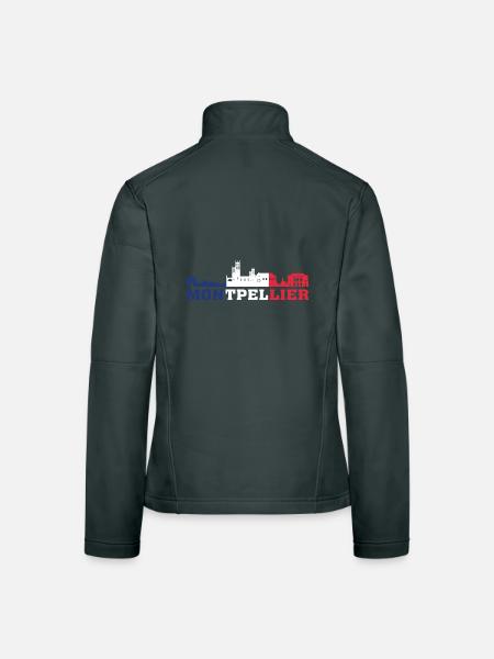Montpellier City Skyline Frankreich Wahrzeichen Karte - Frauen Softshelljacke - Schwarz - Hinten