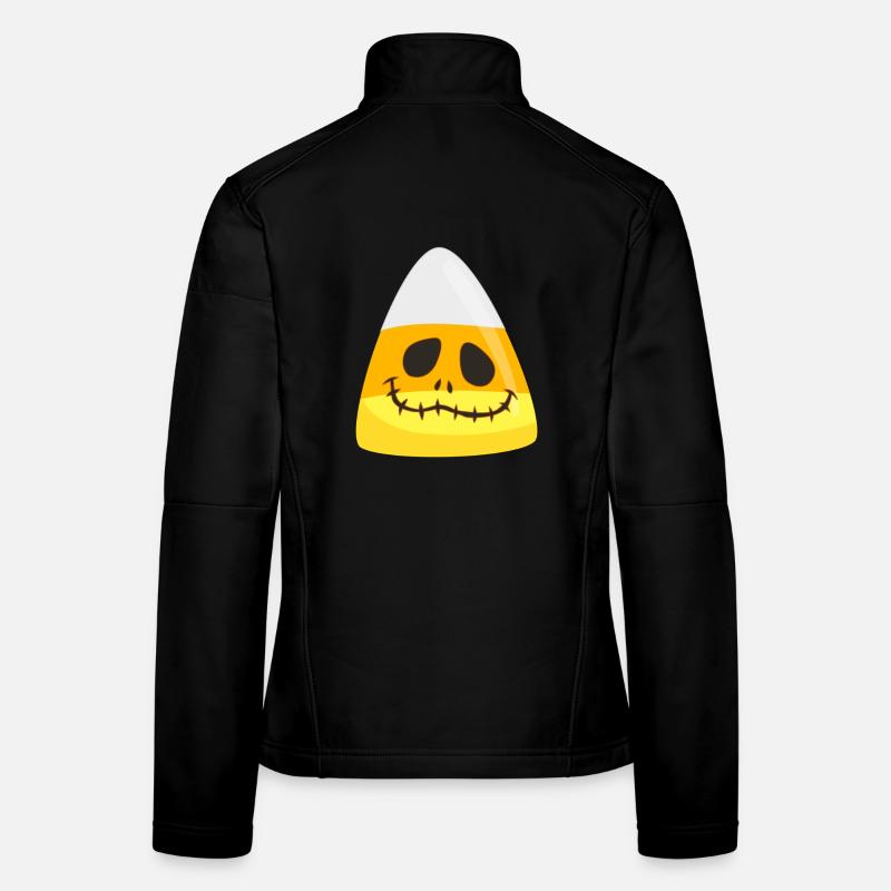 Visage d'émoticône citrouille Halloween Candy Corn Veste en tissu softshell Femme
