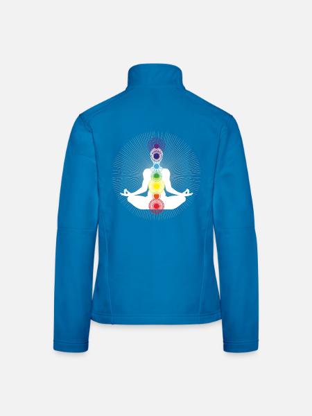 yoga chakra blanc om énergie zen arc en ciel - Veste en tissu softshell Femme - noir - Dos