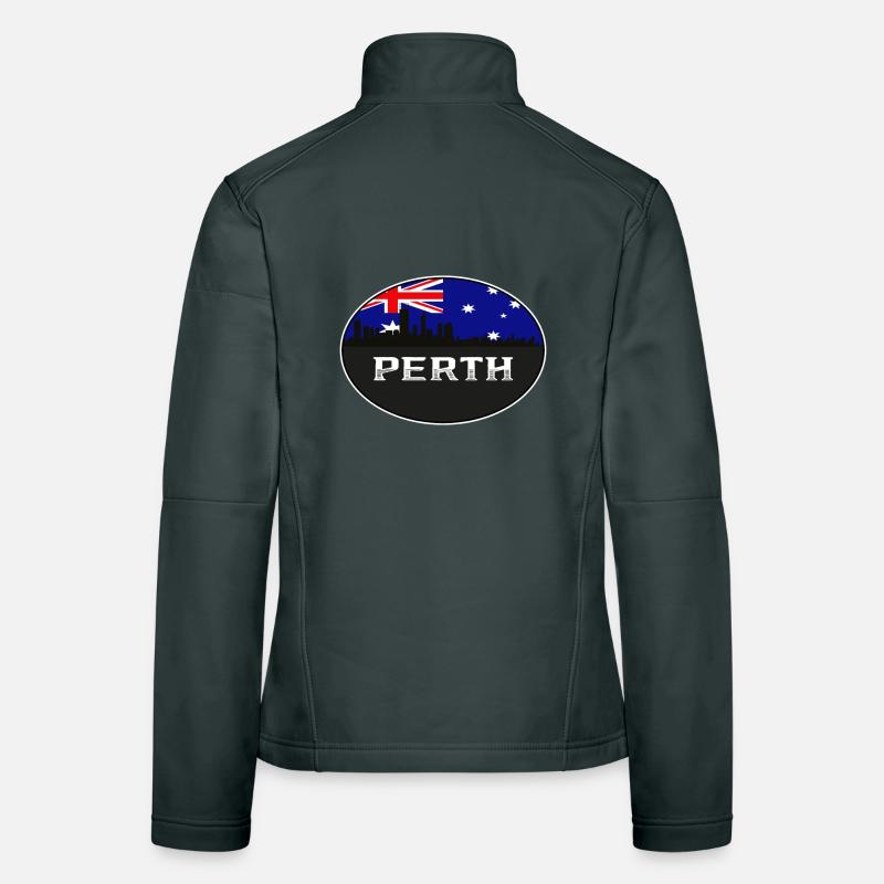 Perth Australie Skyline Silhouette Drapeau australien Veste en tissu softshell Femme