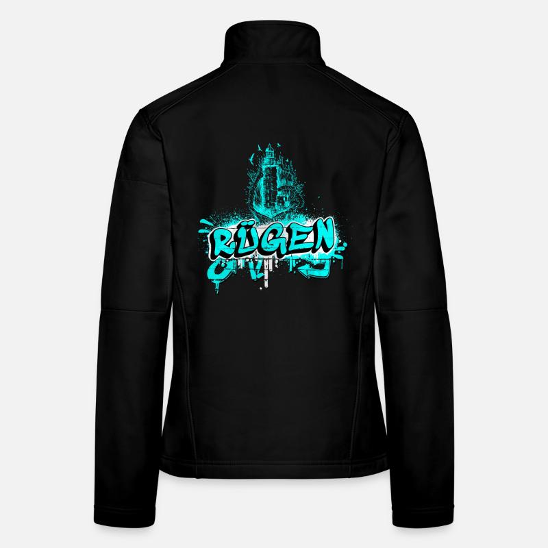 Rügen Graffiti Leuchtturm Design Frauen Softshelljacke