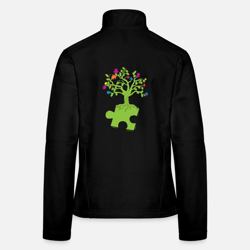 Autism Awareness Puzzle Tree Women's Softshell Jacket