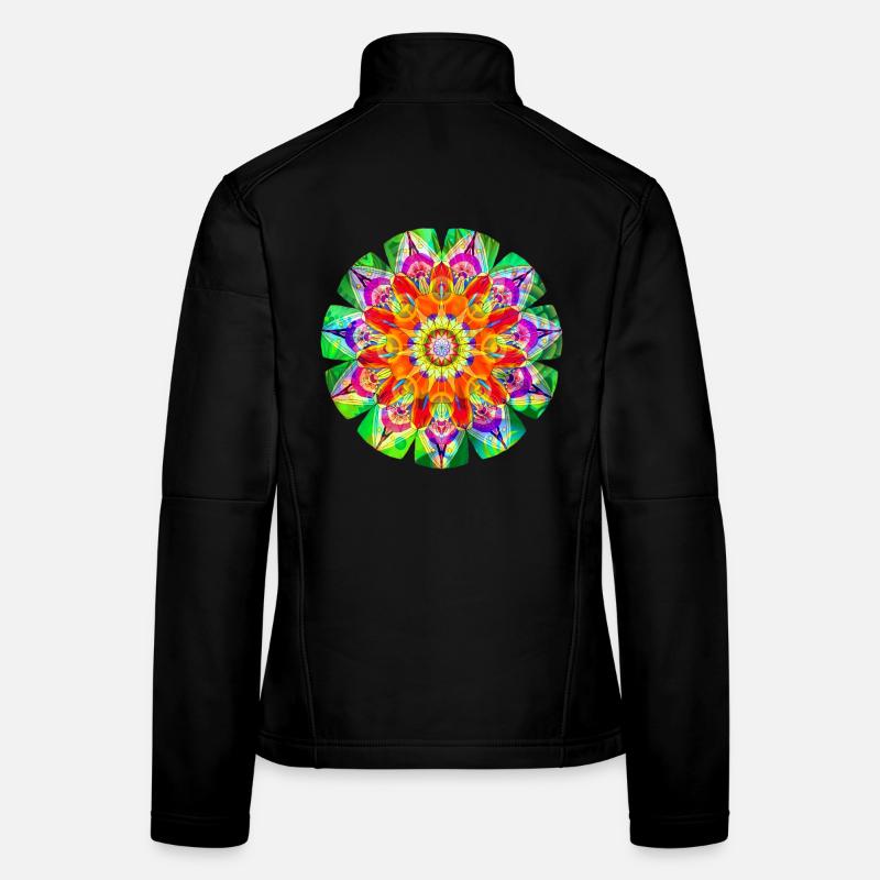Mandala coloré de la hanche Veste en tissu softshell Femme