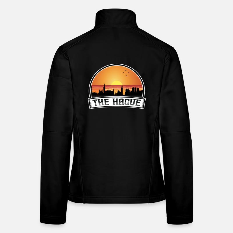 La Haye Pays-Bas Skyline Vintage Sunset Trave Veste en tissu softshell Femme