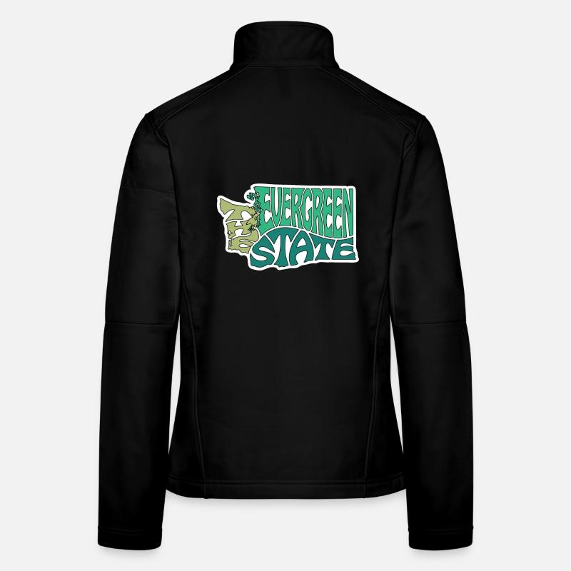 The Evergreen State Washington Map Word Cloud Women's Softshell Jacket