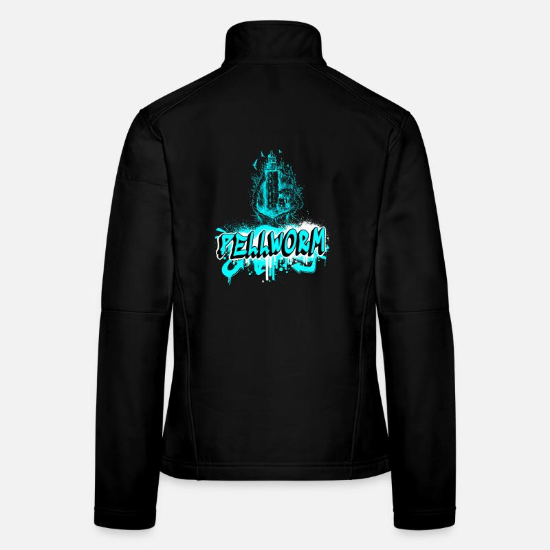 Pellworm Leuchtturm Graffiti Design - Frauen Softshelljacke - Schwarz
