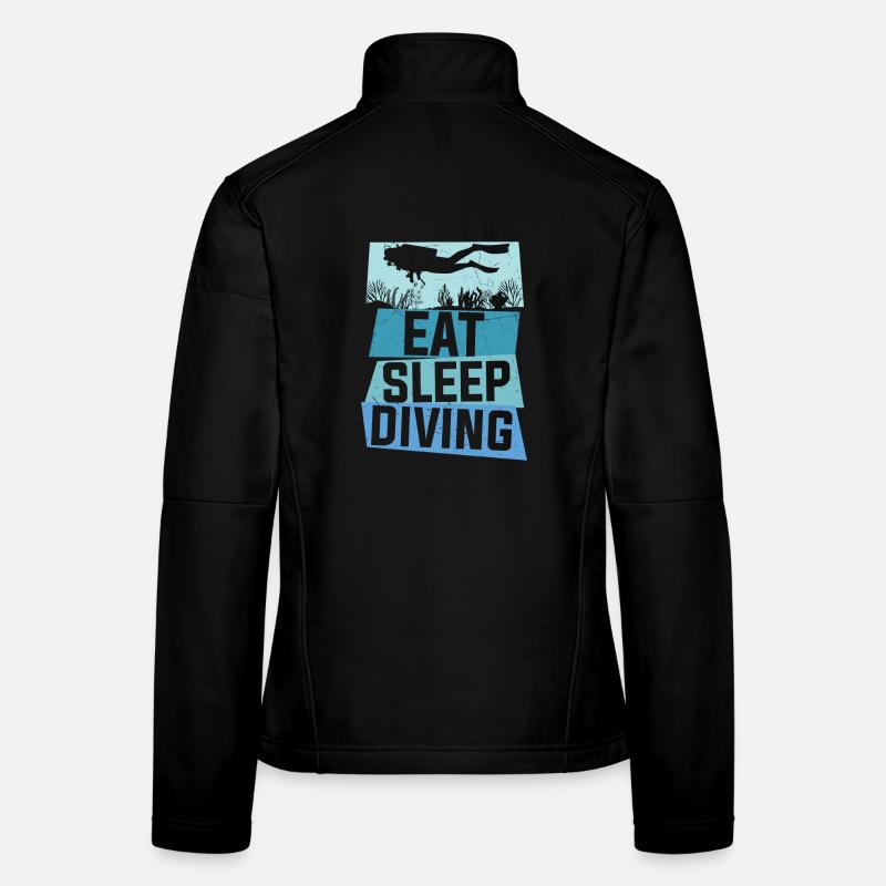 Citation plongée sous-marine Manger plongée de sommeil plongée sous-marine D Veste en tissu softshell Femme