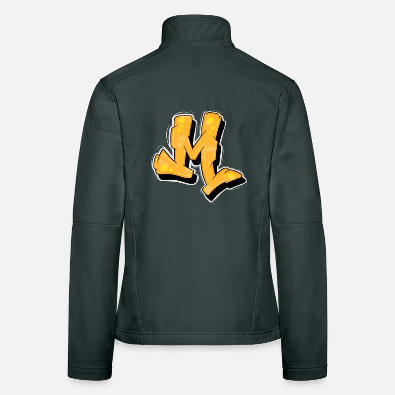 Gelbe Graffiti Initialen Logo. Frauen Softshelljacke