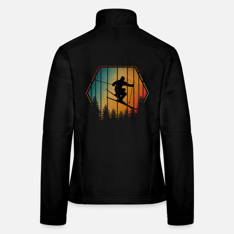 VINTAGE SKI - Frauen Softshelljacke - Schwarz
