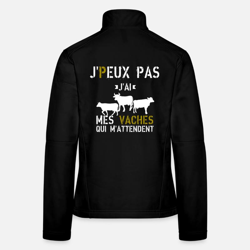 J Peux Pas J ai mes vaches qui m attendent Veste en tissu softshell Femme