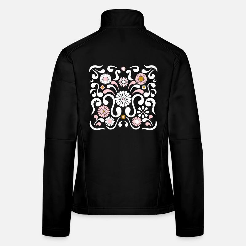 Blumenfest l Weiß, Rosa und Gelb Frauen Softshelljacke