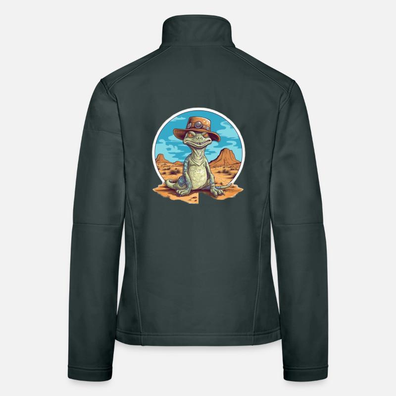 Dinosaure créatif avec chapeau dans le désert Veste en tissu softshell Femme