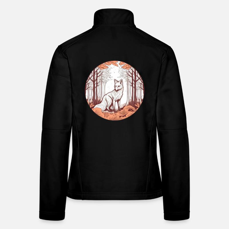 Fox in Autumn Forest Illustration Women's Softshell Jacket
