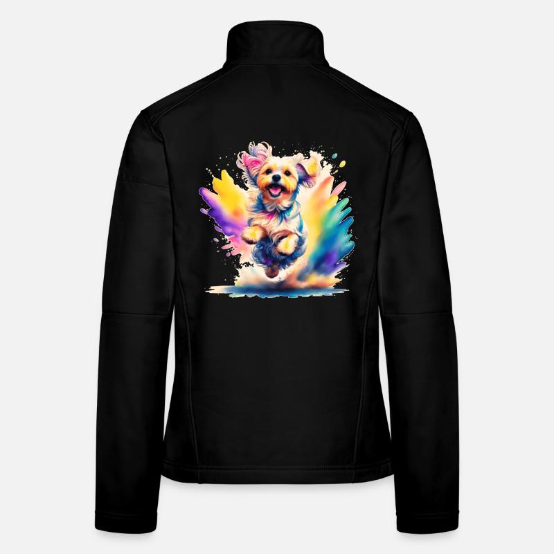 Malteserwelpe springt - Frauen Softshelljacke - Schwarz