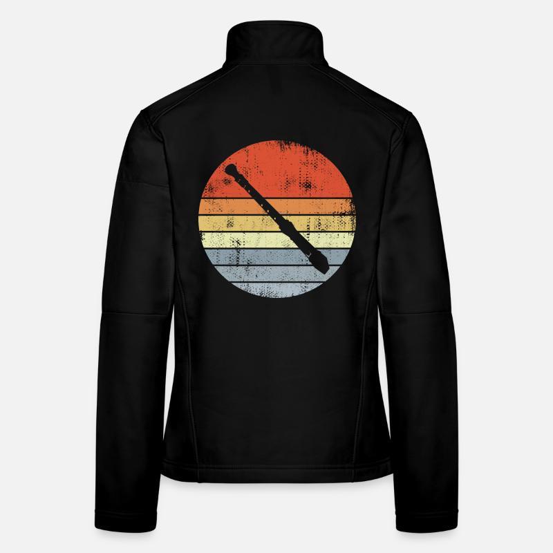 Vintage Flute Drawing Women's Softshell Jacket