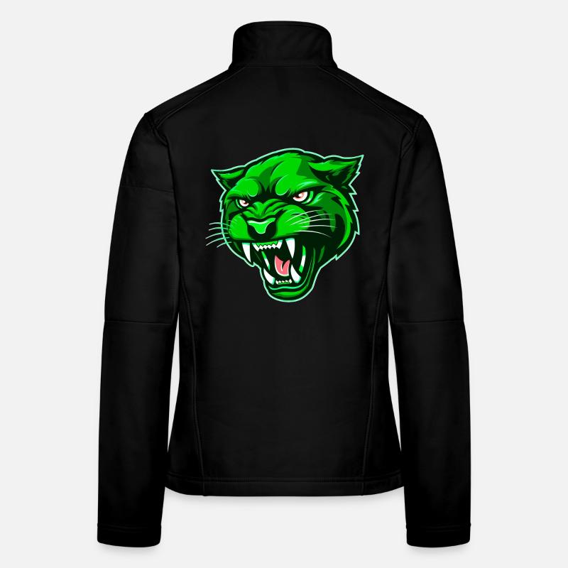 Tête de panthère verte Veste en tissu softshell Femme