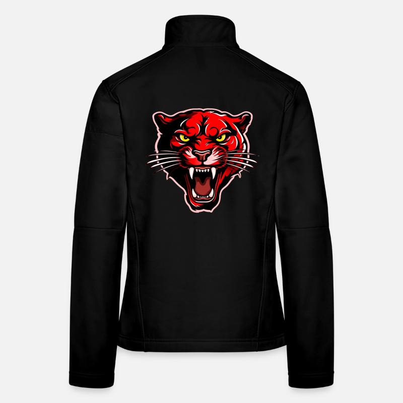 Panther Kopf Rot Frauen Softshelljacke