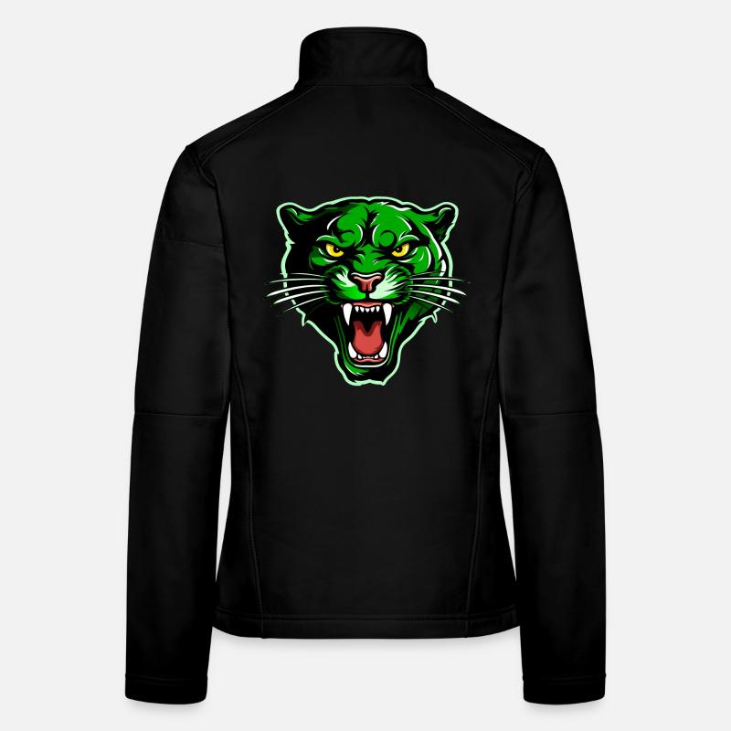 Panther Head Green Women's Softshell Jacket