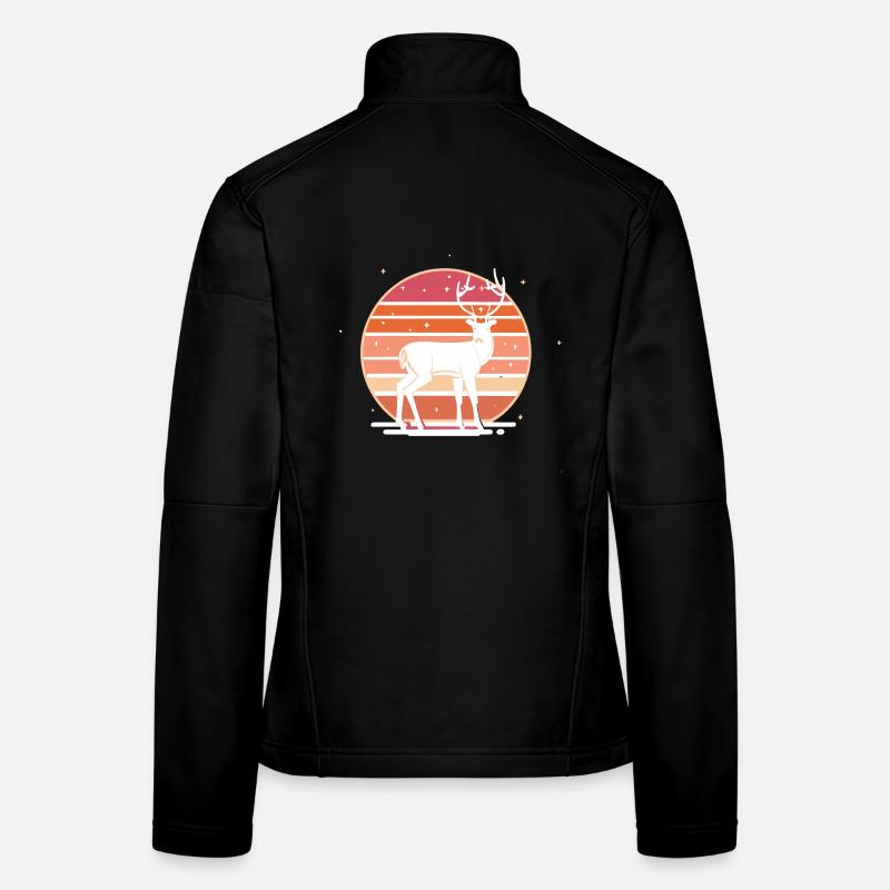 Retro Sunset Deer Frauen Softshelljacke