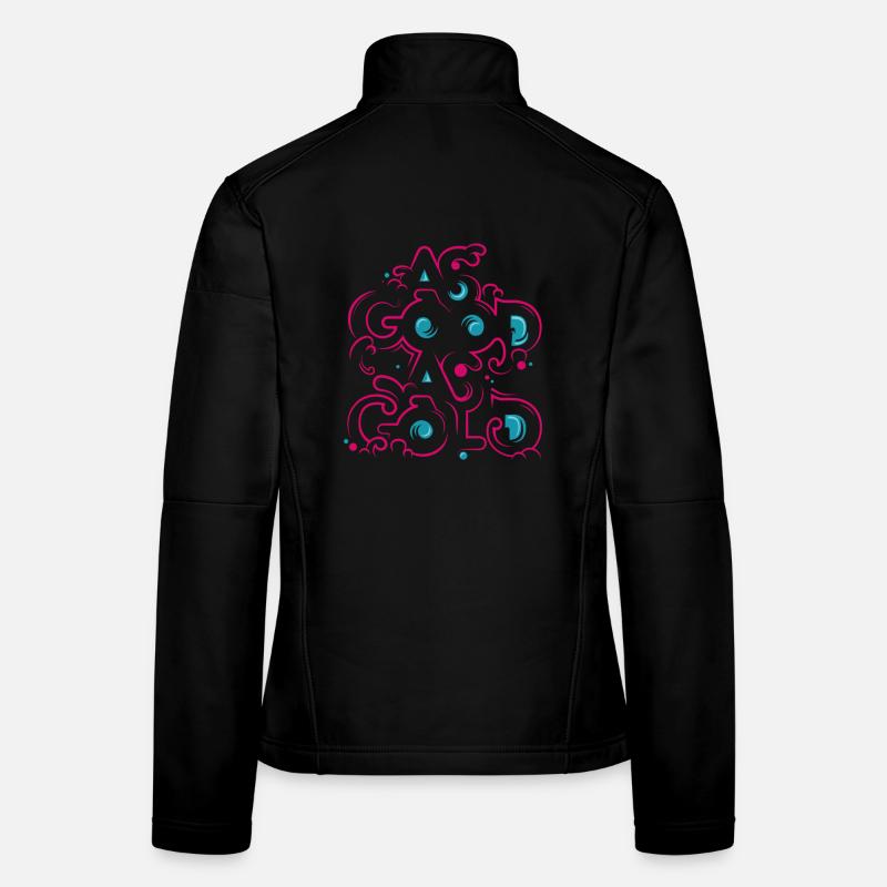 Neon Floral Ornament - Women's Softshell Jacket - black