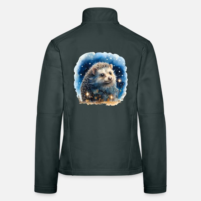 Hérisson aquarelle avec ciel étoilé Veste en tissu softshell Femme