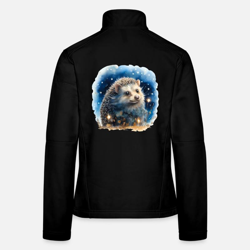 Aquarell Igel mit Sternenhimmel Frauen Softshelljacke