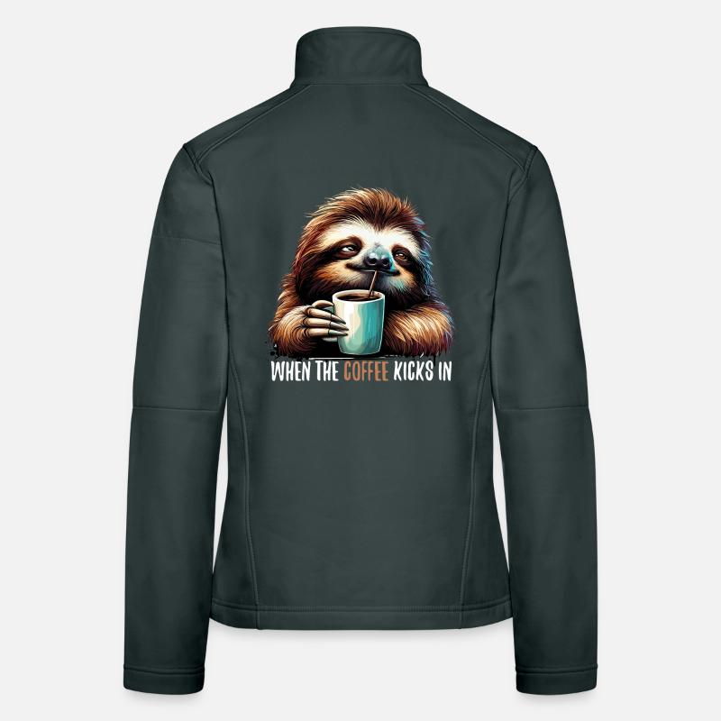 Faultier Kaffee kickt Geschenk Frauen Softshelljacke