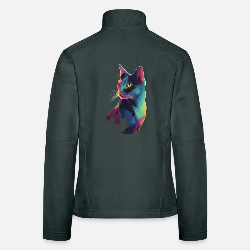 Stylized Cat Illustration Women's Softshell Jacket