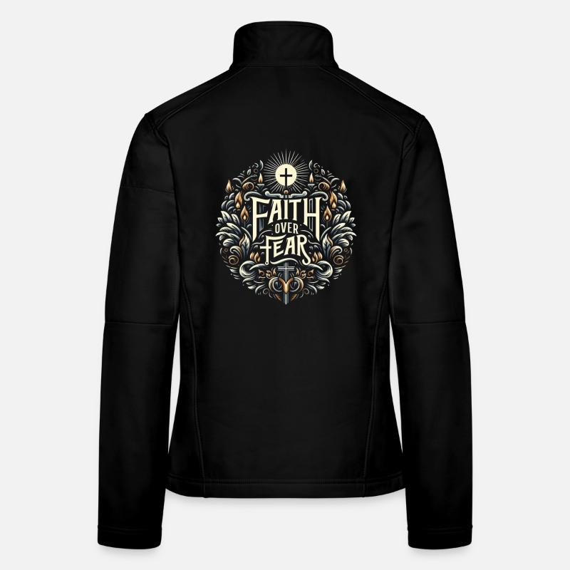Glaube über Angst Ornament - Frauen Softshelljacke - Schwarz