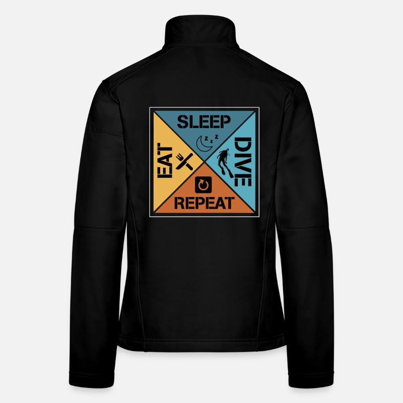 Eat sleep dive repeat - Frauen Softshelljacke - Schwarz