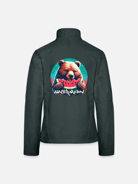 Watermelon Bear Yummy Gift - Women's Softshell Jacket - black - Back