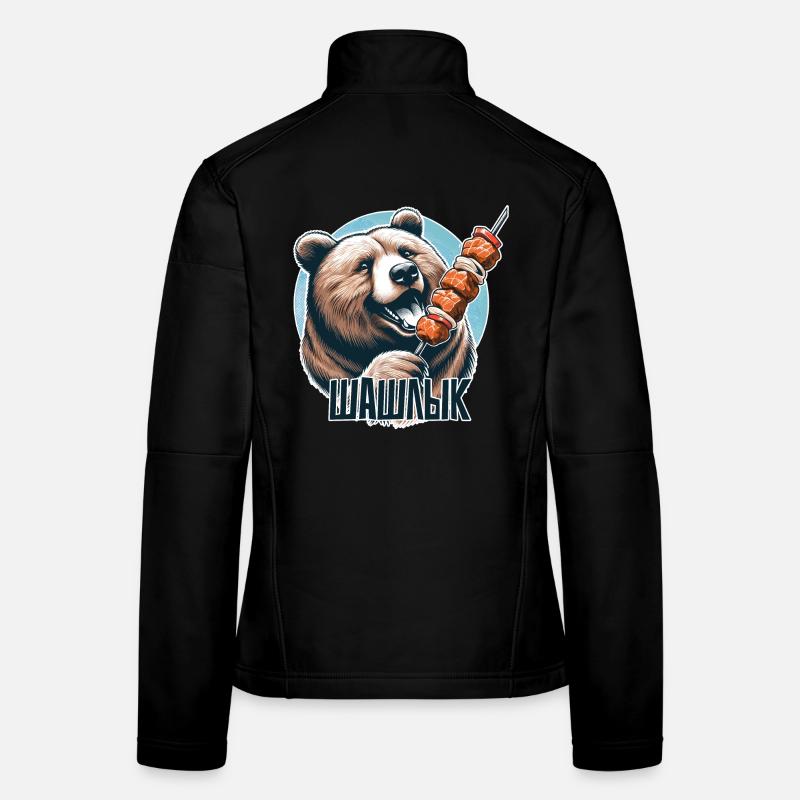 Shashlik meat skewer bear Russian gift Women's Softshell Jacket